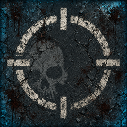 App icon — stencil skull in a road-marking crosshair